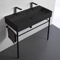 Double Matte Black Ceramic Console Sink and Matte Black Stand, 40